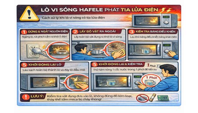 Lò vi sóng Hafele báo lỗi 5 Lò vi sóng Hafele phát tia lửa điện