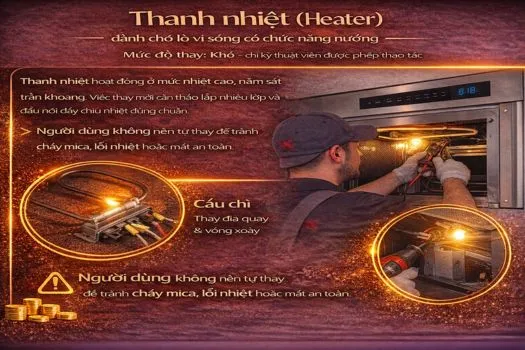 Thanh nhiệt (Heater) – dành cho lò vi sóng có chức năng nướng