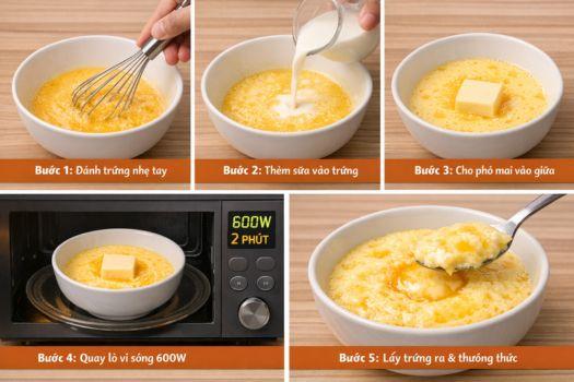 10 món ăn nhanh có thể nấu bằng lò vi sóng Hafele 2 Trứng hấp phô mai tan chảy