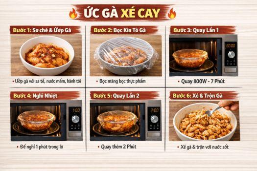 10 món ăn nhanh có thể nấu bằng lò vi sóng Hafele 6 Ức gà xé cay