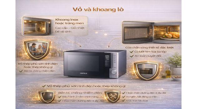 Cấu tạo lò vi sóng Hafele| Nguyên lý hoạt động 2 Vỏ và khoang lò vi sóng hafele