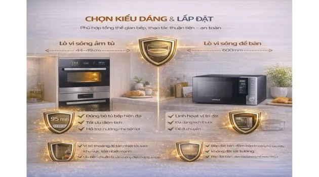 kiểu dáng và lắp đặt lò vi sóng hafele