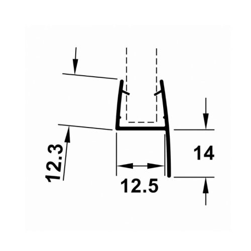 Kích thước 1 nẹp cửa kính Hafele 950.06.650 8-10mm 2170mm nhựa
