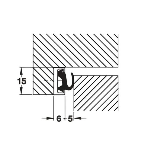 Kích thước 1 thanh nhôm cho ron cửa Hafele 950.07.415
