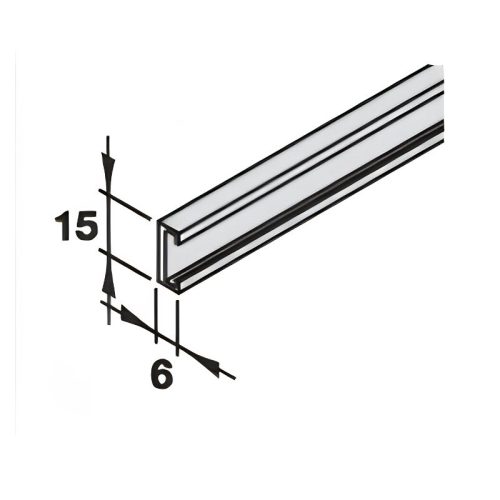 Kích thước 2 thanh nhôm cho ron cửa Hafele 950.07.415
