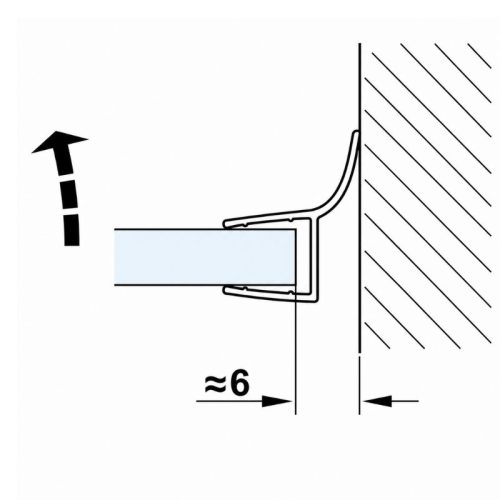 Kích thước 3 nẹp cửa kính Hafele 950.06.650 8-10mm 2170mm nhựa