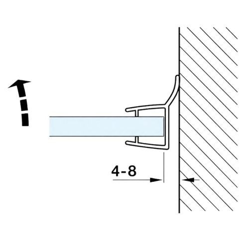 Kích thước 4 nẹp cửa kính Hafele 950.06.650 8-10mm 2170mm nhựa