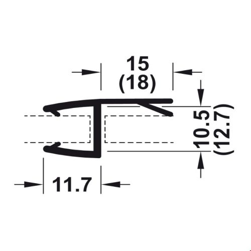 Kích thước ron cửa kính Hafele 950.50.000 8 -10mm 2500mm 180 độ