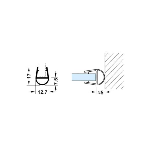 Kích thước Ron cửa kính Hafele 950.50.014 8-10mm 2500mm