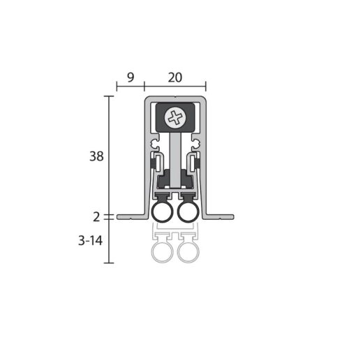 Kích thước thanh chắn bụi tự động Hafele 950.06.309 600mm RP127Si