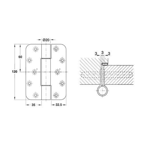Thông số bản lề chịu lực 160Kg Hafele 924.93.103