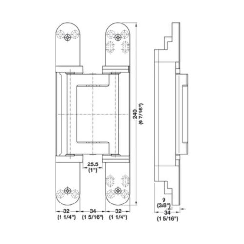 Thông số lá bản lề âm TECTUS TE 640 Hafele 924.17.525