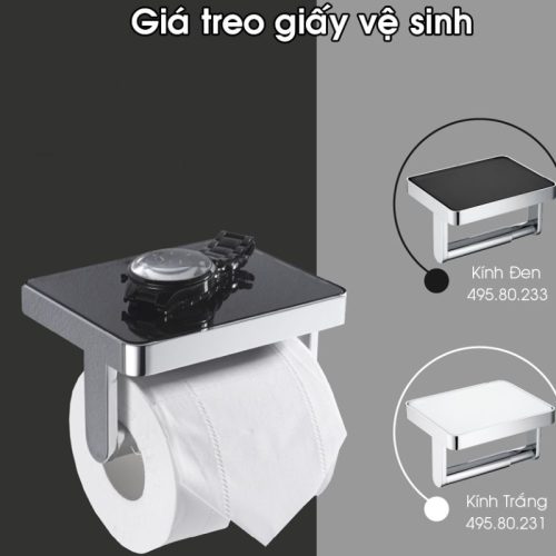 Giá treo giấy vệ sinh mặt kính đen Hafele 495.80.233