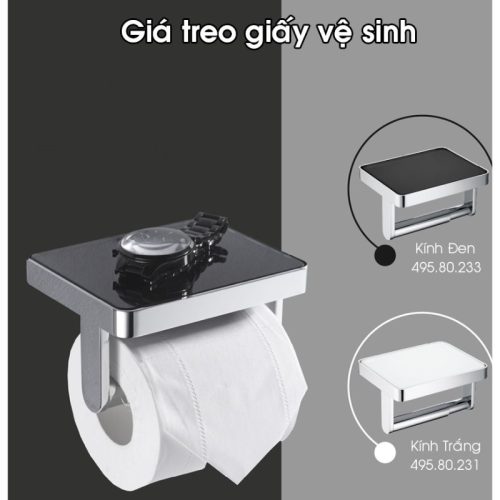 Giá treo giấy vệ sinh mặt kính trắng Hafele 495.80.231 2 Giá treo giấy vệ sinh mặt kính trắng Hafele 495.80.231