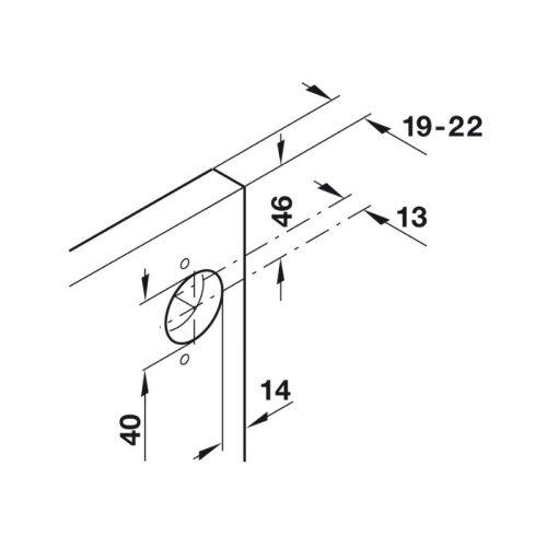 Cấu trúc phụ kiện bản lề cho cửa 1 cánh Hafele 408.24.011
