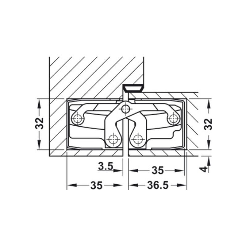 Chi tiết bản lề âm cửa màu bạc Hafele 924.17.224 Chi tiết bản lề âm cửa màu bạc Hafele 924.17.224