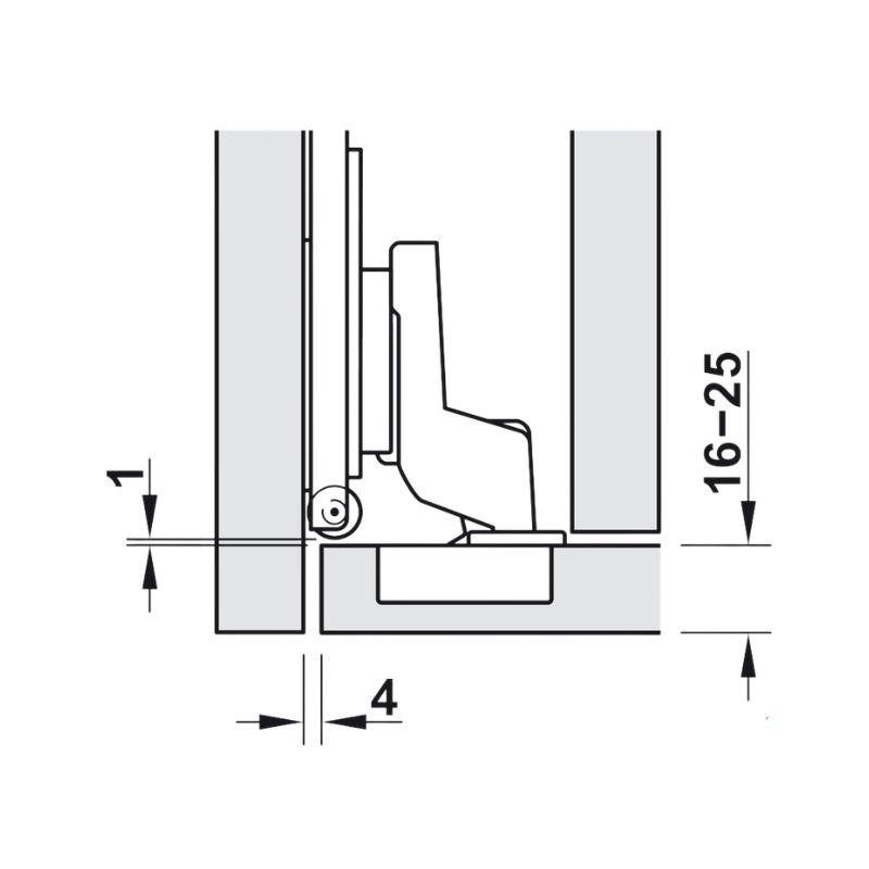 Chi tiết bản lề lọt lòng giảm chấn Hafele 408.00.404 Chi tiết bản lề lọt lòng giảm chấn Hafele 408.00.404