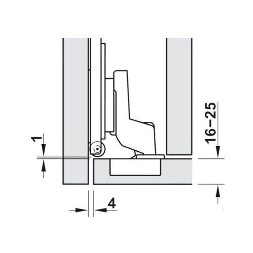 Chi tiết bản lề lọt lòng không giảm chấn Hafele 408.00.401
