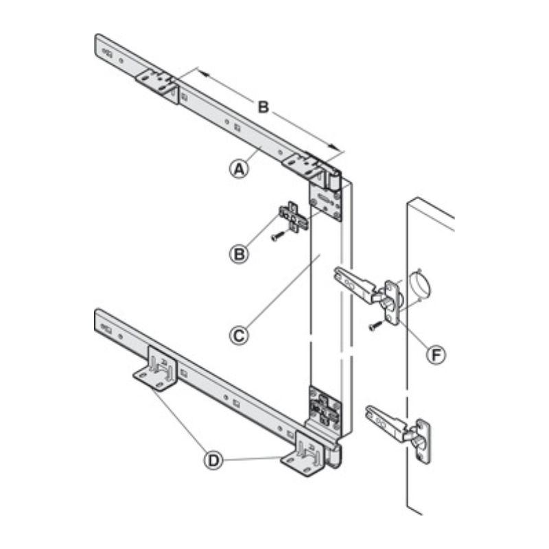 Chi tiết bộ cửa trượt xoay bằng gỗ Hafele 408.07.501 Chi tiết bộ cửa trượt xoay bằng gỗ Hafele 408.07.501