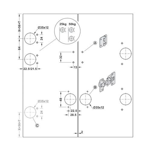 Chi tiết bộ cửa xếp trượt F-Fold61 50A Hafele 409.36.037