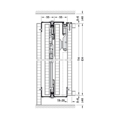 Chi tiết cửa trượt xếp bằng gỗ Hafele 408.31.008