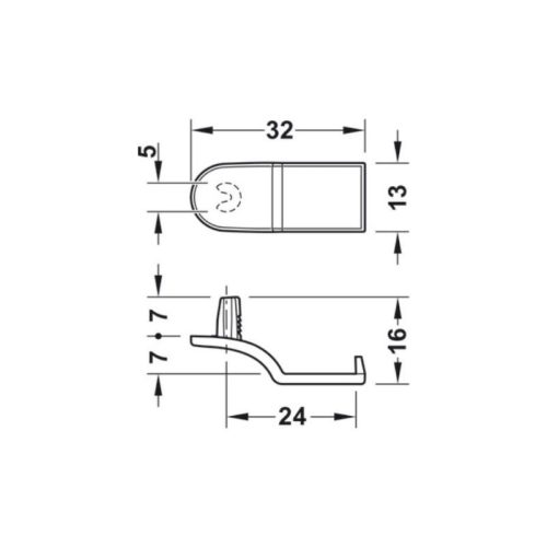 Chi tiết đầu nối mặt sau ngăn kéo gỗ Hafele 262.11.115