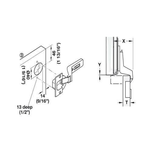 Chi tiết phụ kiện bản lề cho cửa 1 cánh Hafele 408.24.011
