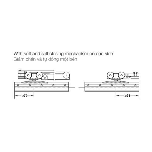 Chi tiết phụ kiện cửa trượt kính Slido Classic Hafele 941.25.015