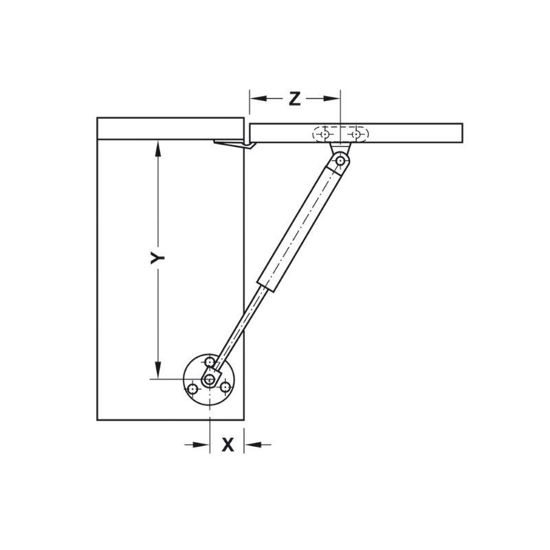 Chi tiết Pittong đẩy cánh tủ 60N Hafele 373.82.906 Chi tiết Pittong đẩy cánh tủ 60N Hafele 373.82.906