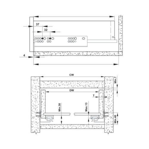 Ray âm Matrix UM Hafele 433.32.135 5 Chi tiết ray âm Matrix UM Hafele 433.32.135
