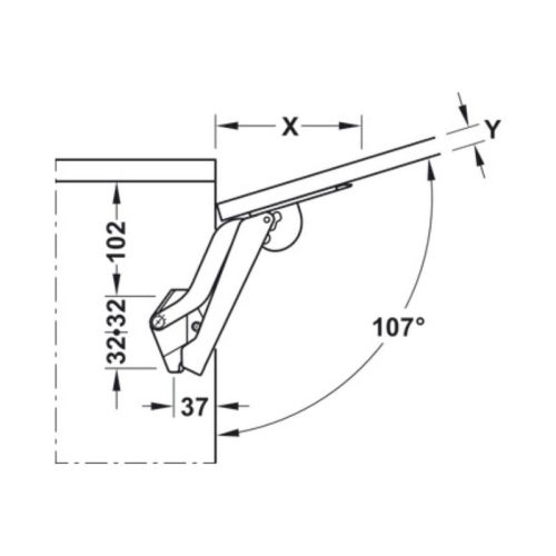 Chi tiết tay nâng Free Space Hafele 372.27.350
