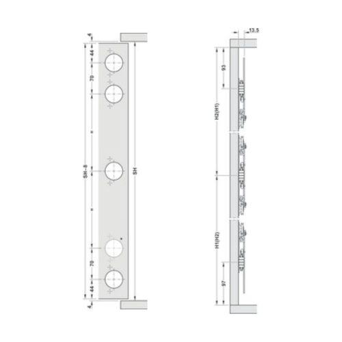 Bộ phụ kiện cửa trượt xoay Hafele 408.25.002 6 Chiều dài bộ phụ kiện cửa trượt xoay Hafele 408.25.002