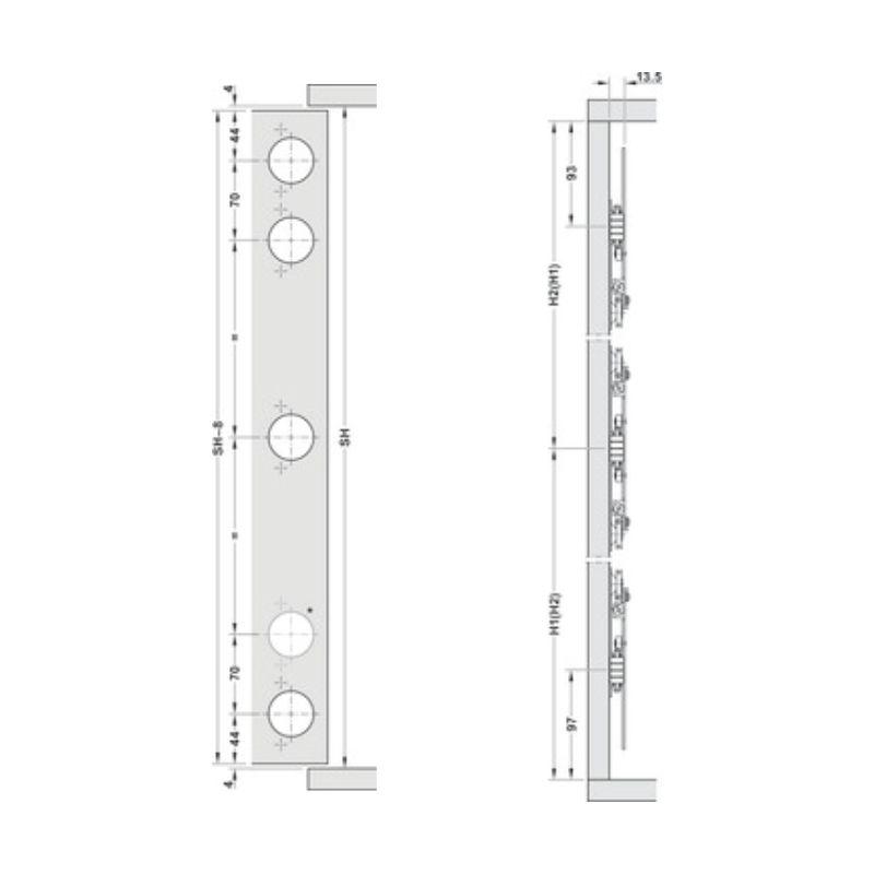 Chiều dài bộ phụ kiện cửa trượt xoay Hafele 408.25.003 Chiều dài bộ phụ kiện cửa trượt xoay Hafele 408.25.003
