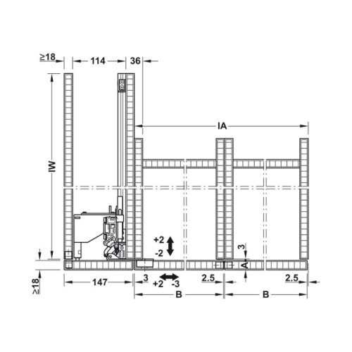 Chiều dài cửa trượt xoay Slido F-Park72 60B Hafele 408.45.010