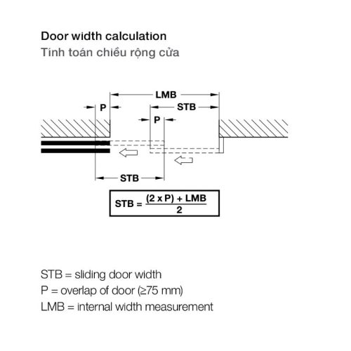Chiều dài phụ kiện cửa trượt Slido Telescopic 80kg Hafele 940.81.141