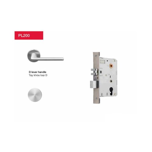 Khóa Hafele tay D màu inox mở trái PL200 912.20.100
