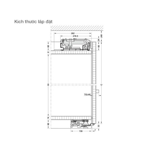 Bộ phụ kiện cửa trượt bằng mặt M 50F FB Hafele 406.11.288 4 Kích thước bộ phụ kiện cửa trượt bằng mặt M 50F FB Hafele 406.11.288