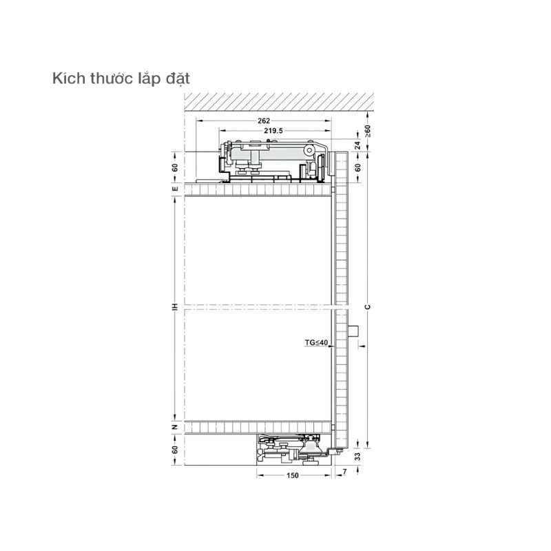 Kích thước bộ phụ kiện cửa trượt bằng mặt M 50F FB Hafele 406.11.288 Kích thước bộ phụ kiện cửa trượt bằng mặt M 50F FB Hafele 406.11.288