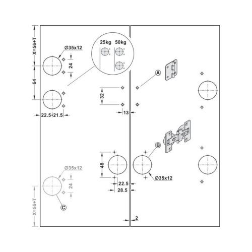 Bộ phụ kiện cửa trượt Hafele Slido F-Fold61 50A