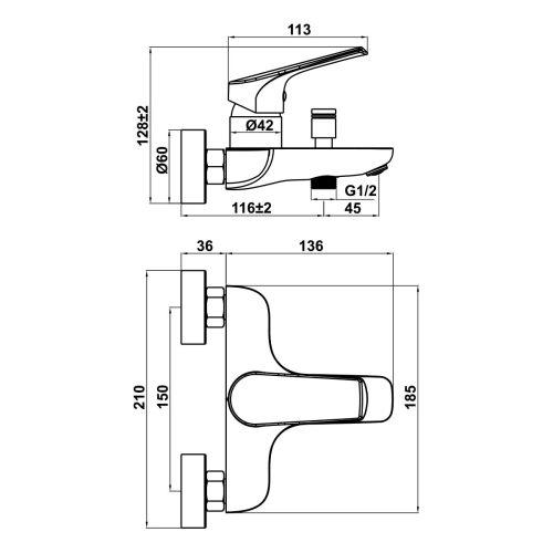 Bộ trộn nổi 2 đường nước Vigor II Hafele 495.61.142