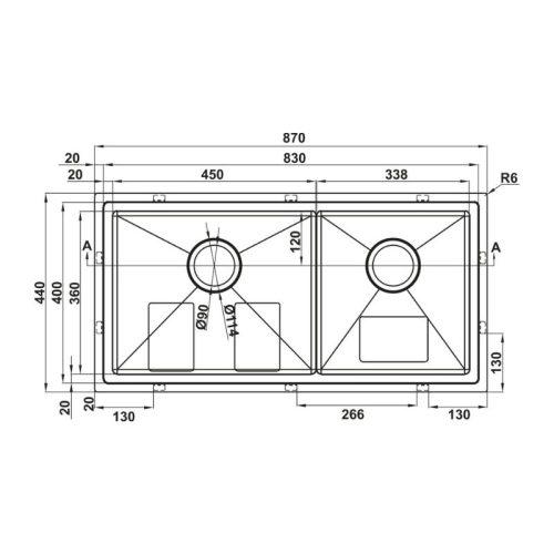 Chậu bếp SUS WS R10 HS25-SSN2S-8744 Hafele 1 Chậu bếp SUS WS R10 HS25-SSN2S-8744 Hafele