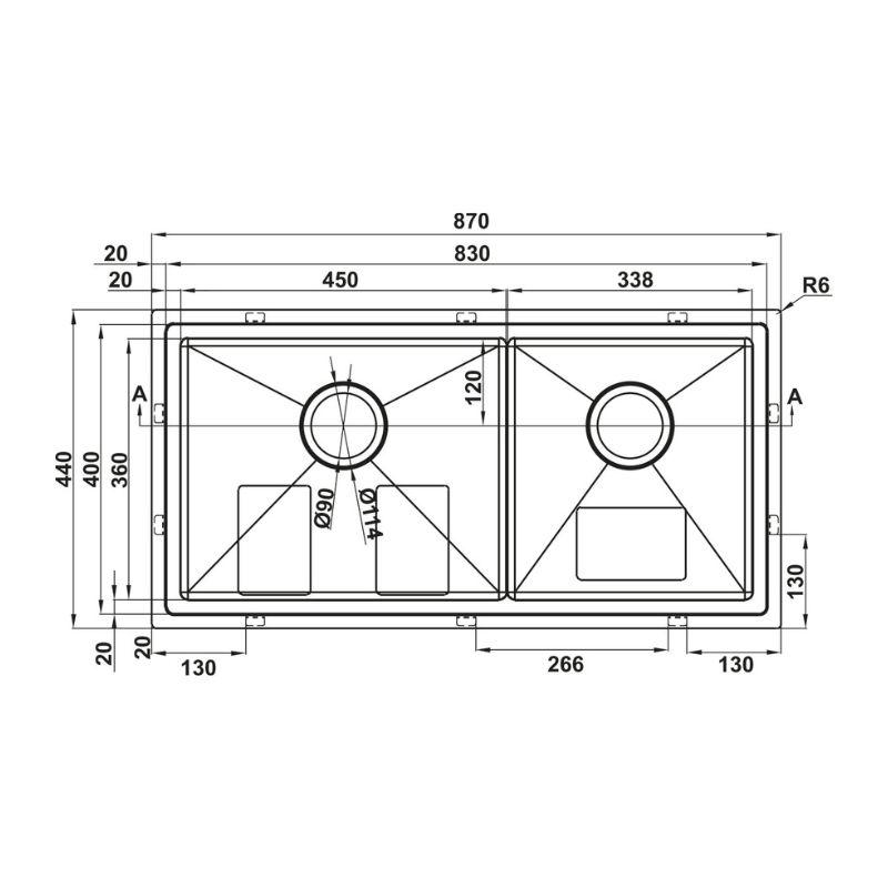 Chậu bếp SUS WS R10 HS25-SSN2S-8744 Hafele Chậu bếp SUS WS R10 HS25-SSN2S-8744 Hafele