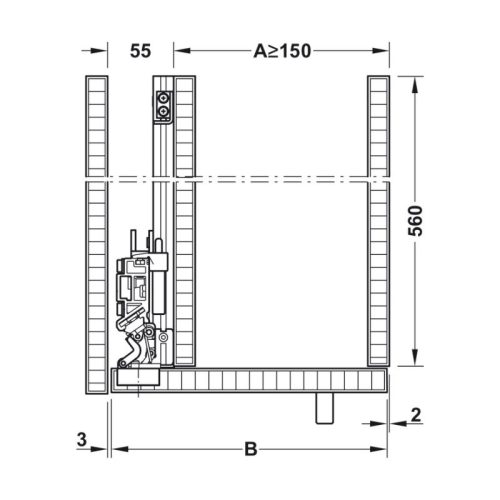 Kích thước cửa trượt xoay Slido F-Park72 50A Hafele 408.45.024