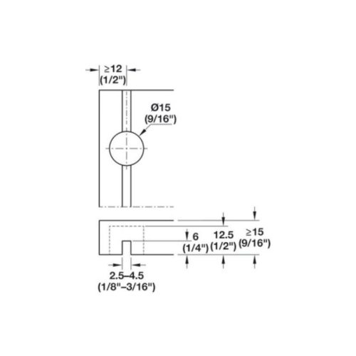 Kích thước đầu nối bảng điều khiển phía sau Hafele 260.09.765