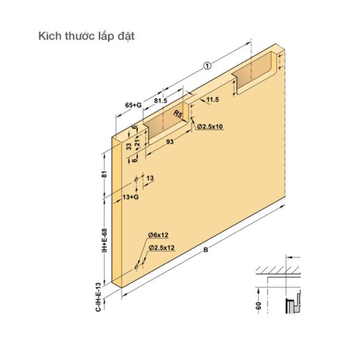 Phụ kiện cửa trượt bằng mặt S/OS 20FB Hafele 406.11.225 4 Kích thước phụ kiện cửa trượt bằng mặt S/OS 20FB Hafele 406.11.225