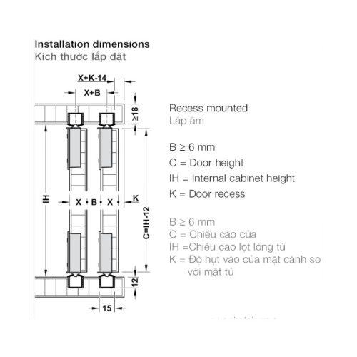 Phụ kiện cửa trượt tủ Slido F-Line18 50A Hafele 401.30.016 4 Kích thước phụ kiện cửa trượt tủ Slido F-Line18 50A Hafele 401.30.016