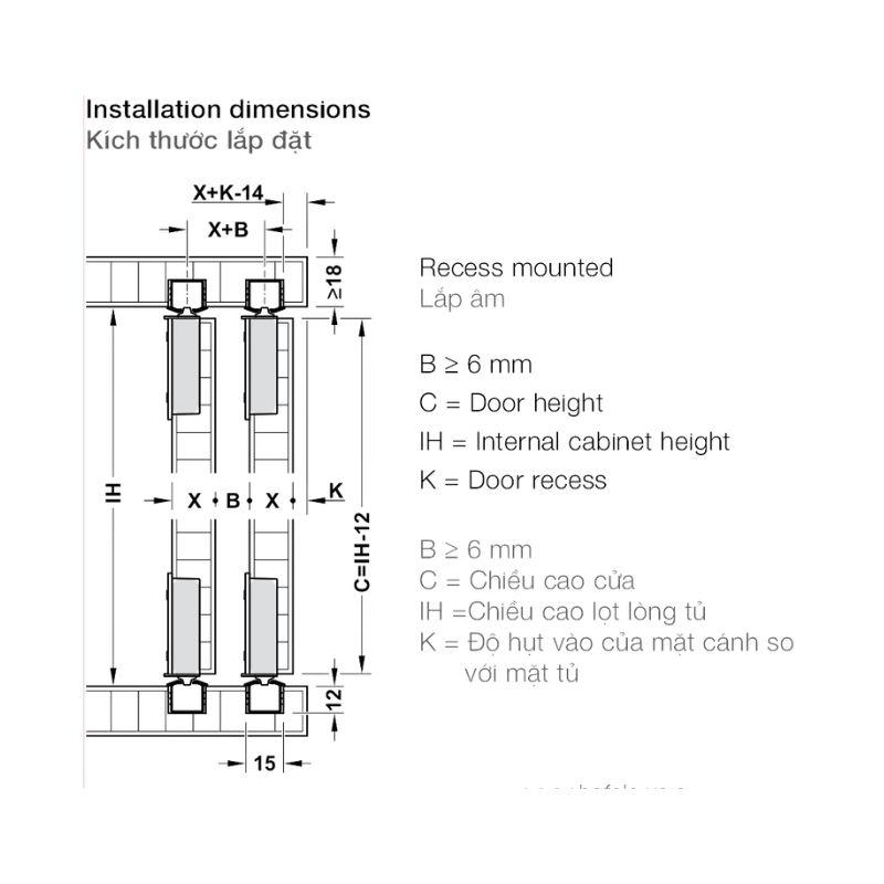 Kích thước phụ kiện cửa trượt tủ Slido F-Line18 50A Hafele 401.30.016 Kích thước phụ kiện cửa trượt tủ Slido F-Line18 50A Hafele 401.30.016