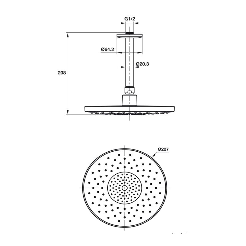 Sen đầu gắn trần Airsense 227R Hafele 485.60.703 Sen đầu gắn trần Airsense 227R Hafele 485.60.703