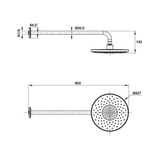 Sen đầu gắn tường Airsense 227R Hafele 485.60.702 3 Sen đầu gắn tường Airsense 227R Hafele 485.60.702