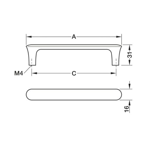 Tay nắm tủ Hafele H2520 106.71.090 5 Tay nắm tủ Hafele H2520 106.71.090